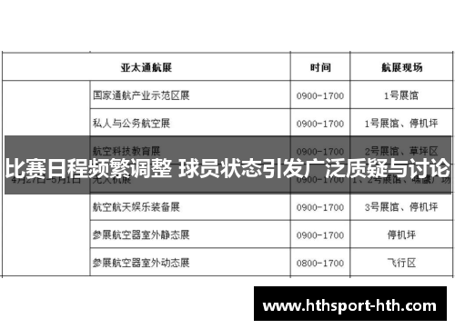 比赛日程频繁调整 球员状态引发广泛质疑与讨论